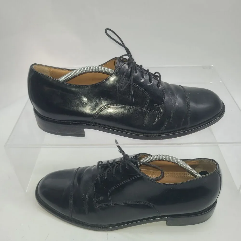 Bostonian Luxe Andover Shoes Mens Sz 12 Black Leather Cap Toe Dress